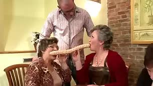 One guy is to fuck three horny old ladies
