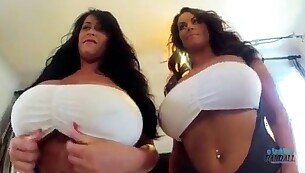 Extremely busty girlfriends are showing off their MILF bodies in swimwuits